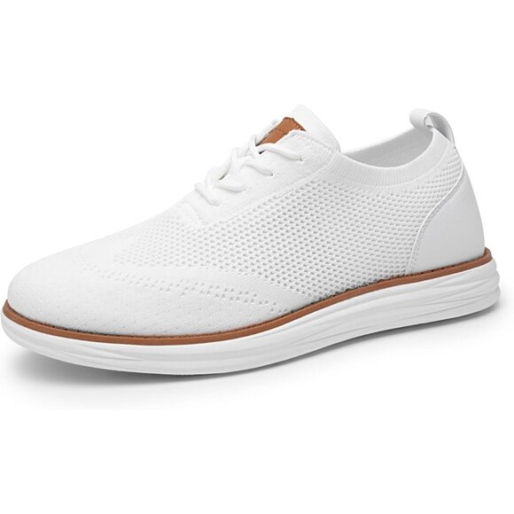 ⚡Men White Wave Knit Flex Breeze Mesh Oxford Lace-Up Lightweight Walking Sneaker - Picture 1 of 9